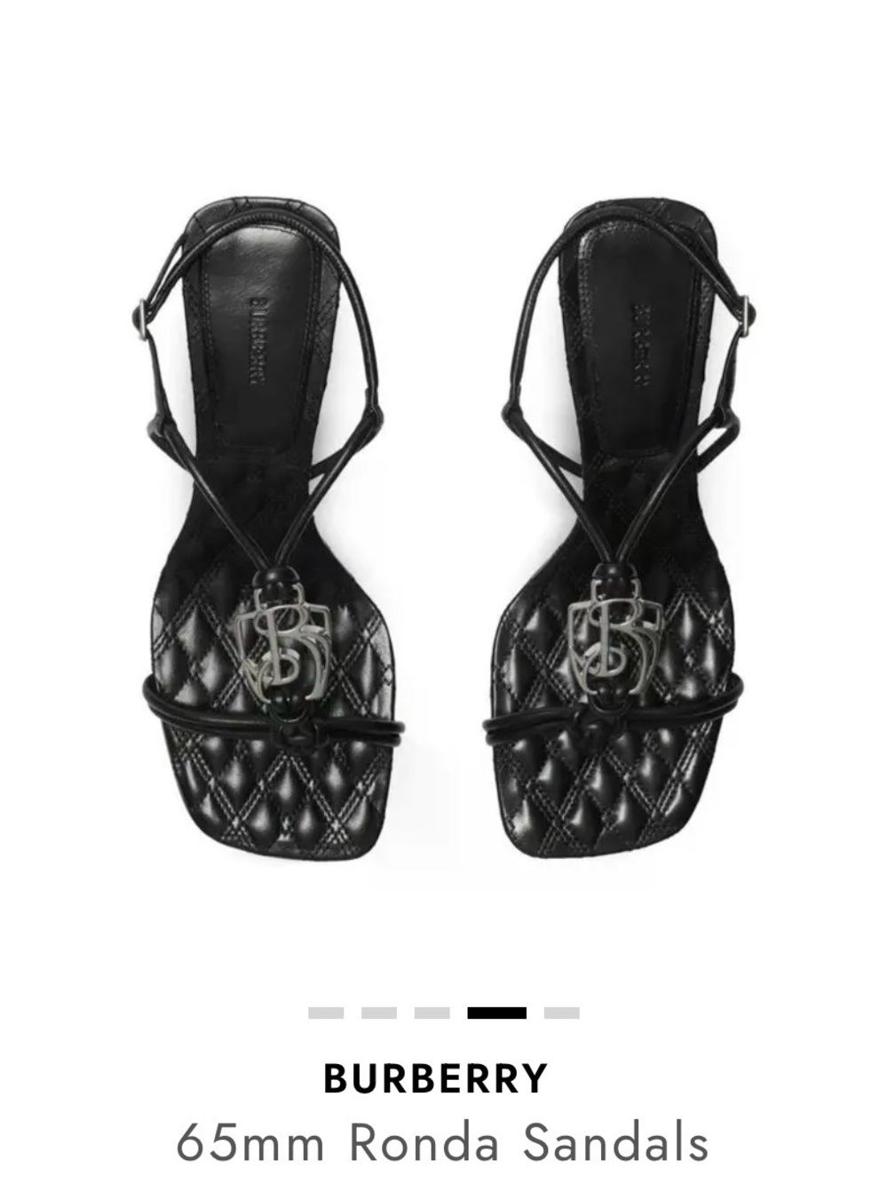 Authentic Burberry Black Quilted Ronda 65mm Sling Sandals with Silver Logo